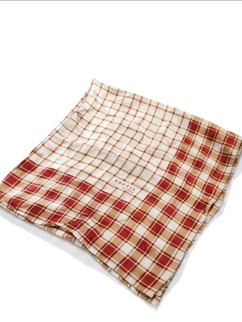 Vintage Roceil Paris Plaid Gingham Scarf Square Preppy Academia - Picture 2 of 5